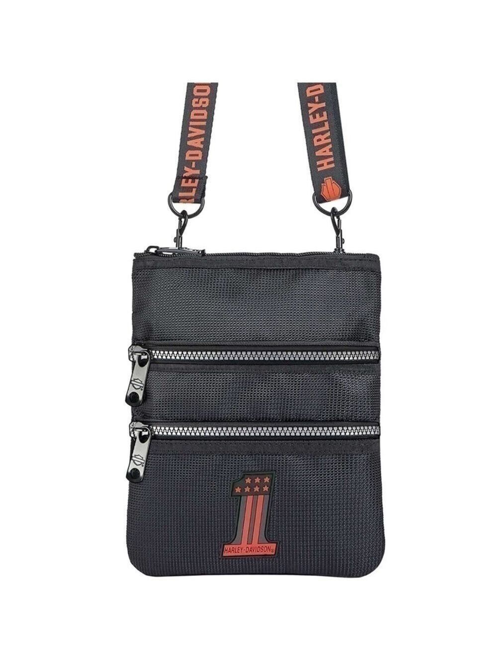 ๐ Harley Davidson HD Crossbody Sling Purse Black Orange Motorcycle Biker Punk - Picture 2 of 3